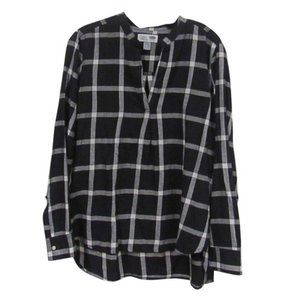Old Navy Black White Flannel Blouse